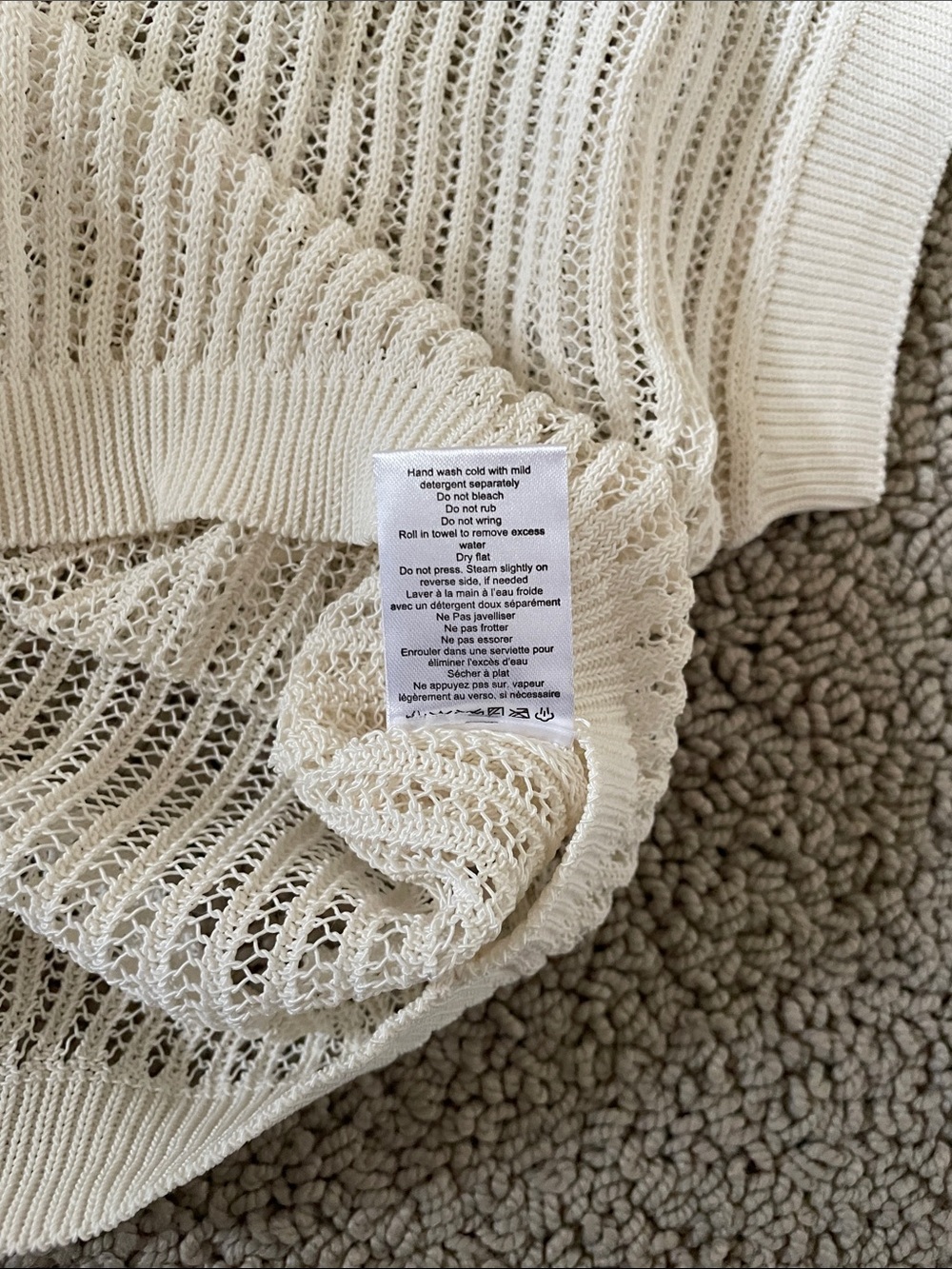 NWT Spanner - White Open-Knit Crop Top Sweater SzL - Picture 8 of 13